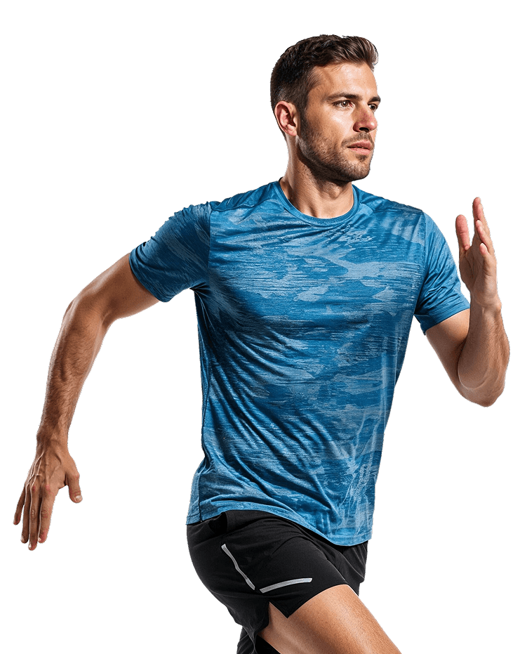 Běžící muž ve sportovním oblečení