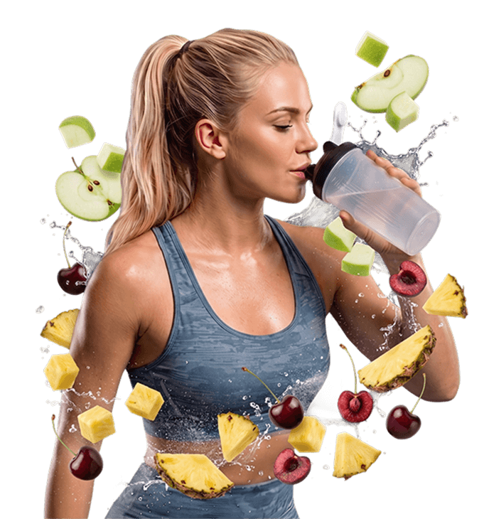 Žena ve sportovním oblečení pije vodu z lahve